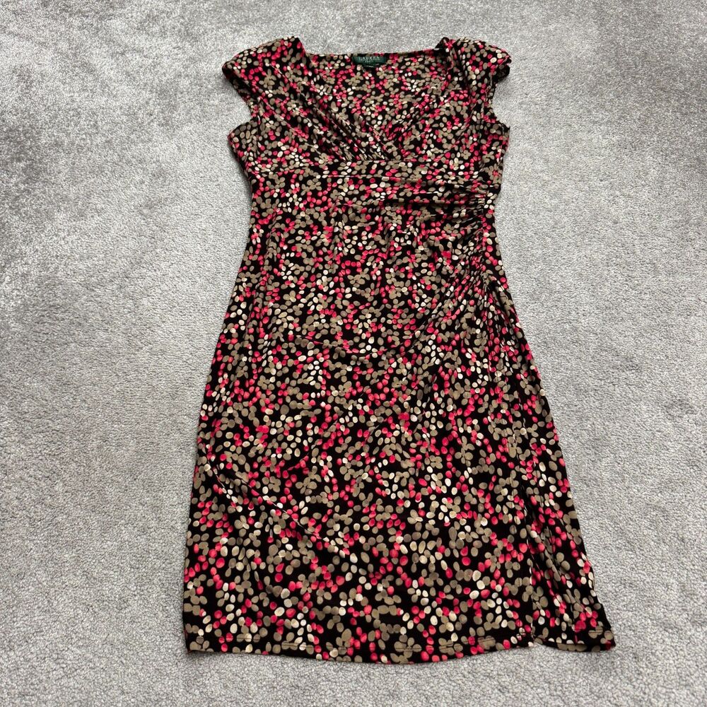 Lauren Ralph Lauren Padded Shoulders Midi Sheath Dress Womens 10 Cap Sleeve
